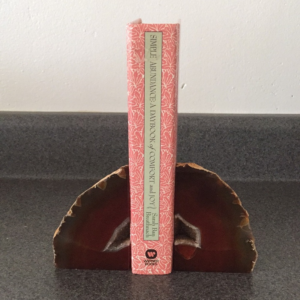 Brazilian Polished Amber Geode Bookends